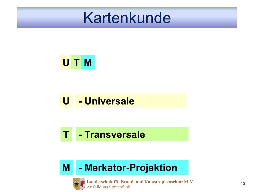 Kartenkunde U T M U - Universale T - Transversale M
