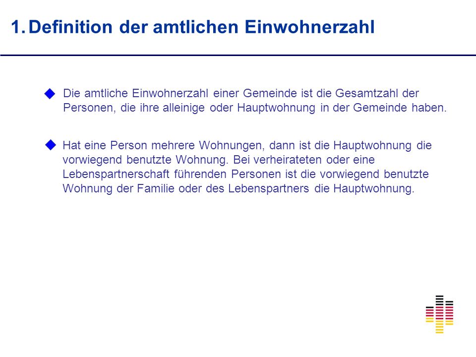 Definition der amtlichen Einwohnerzahl