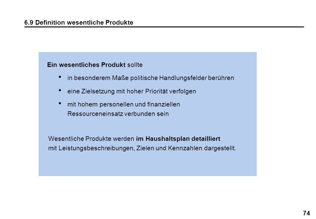 6.9 Definition wesentliche Produkte