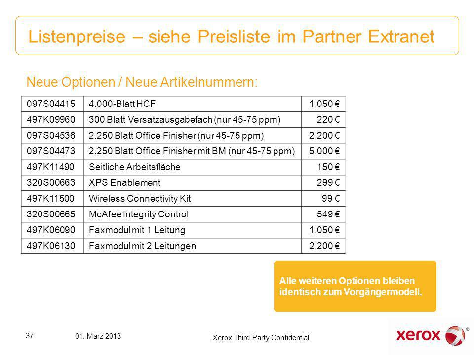 Listenpreise – siehe Preisliste im Partner Extranet