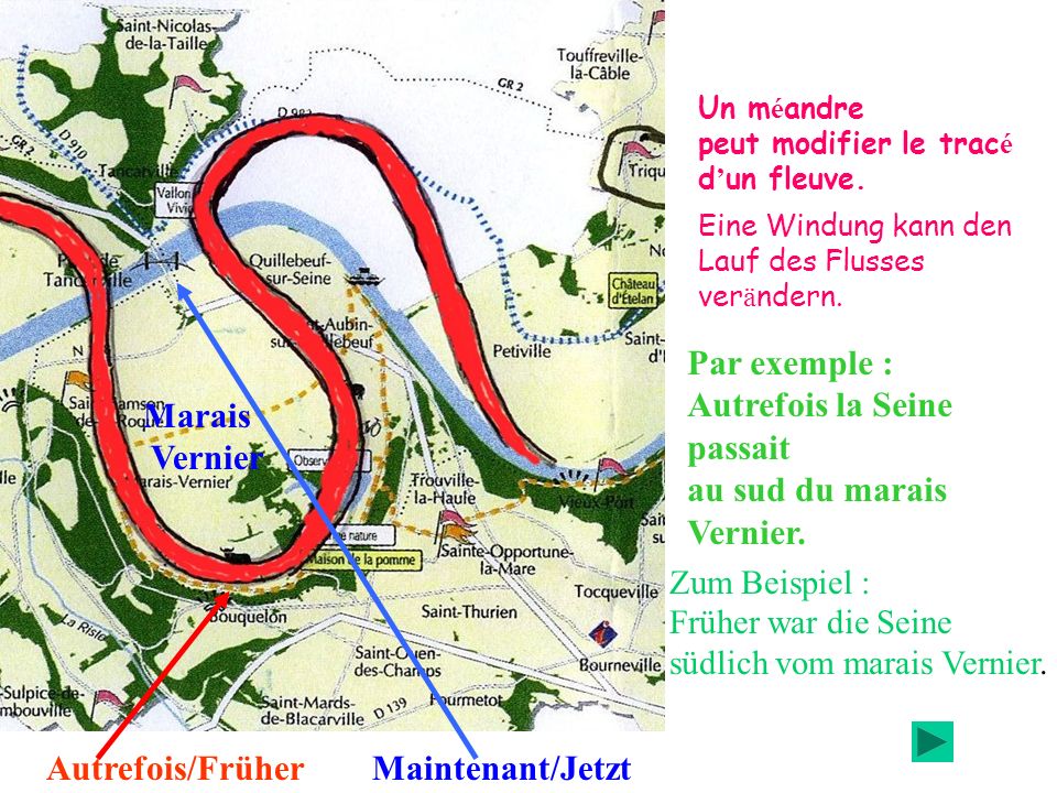 Autrefois la Seine passait au sud du marais Vernier. Marais Vernier