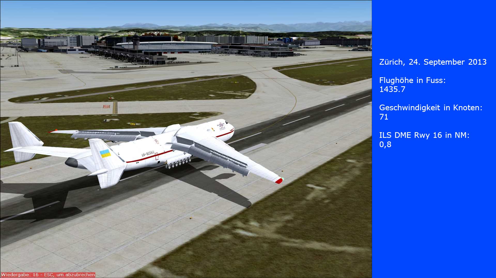 Zürich, 24. September 2013 Flughöhe in Fuss: Geschwindigkeit in Knoten: 71. ILS DME Rwy 16 in NM: