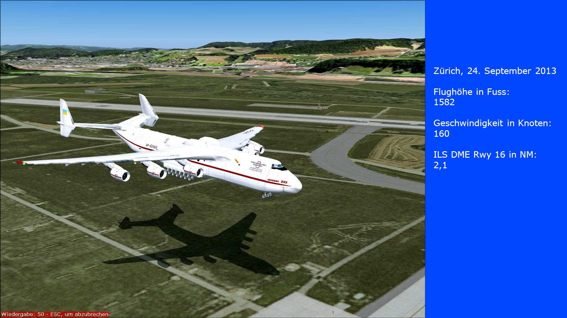 Zürich, 24. September 2013 Flughöhe in Fuss: Geschwindigkeit in Knoten: 160. ILS DME Rwy 16 in NM: