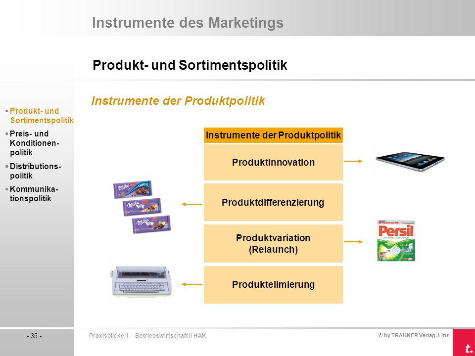 Instrumente der Produktpolitik Produktdifferenzierung