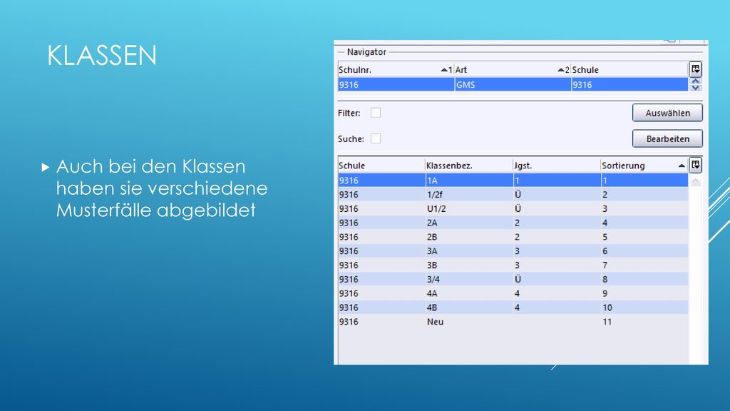 Klassen Auch bei den Klassen haben sie verschiedene Musterfälle abgebildet