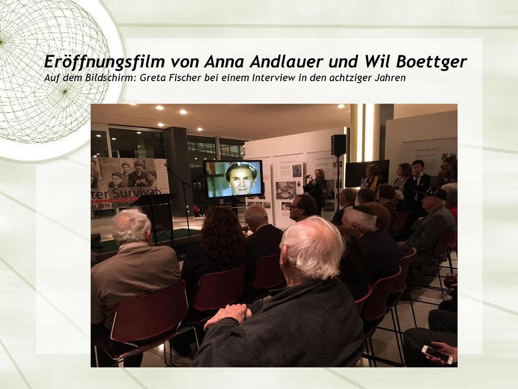 Eröffnungsfilm von Anna Andlauer und Wil Boettger Auf dem Bildschirm: Greta Fischer bei einem Interview in den achtziger Jahren