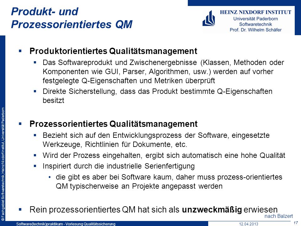 Produkt- und Prozessorientiertes QM
