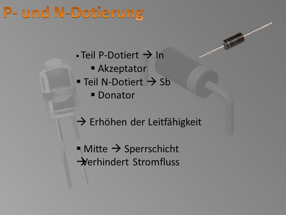 P- und N-Dotierung Akzeptator Teil N-Dotiert  Sb Donator