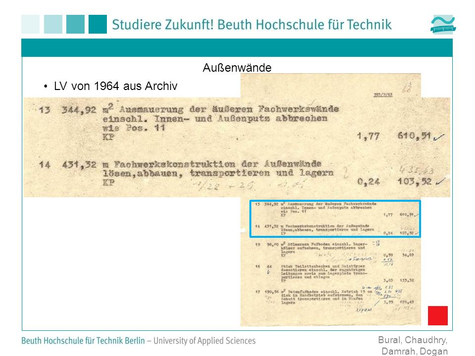 Außenwände LV von 1964 aus Archiv Bural, Chaudhry, Damrah, Dogan