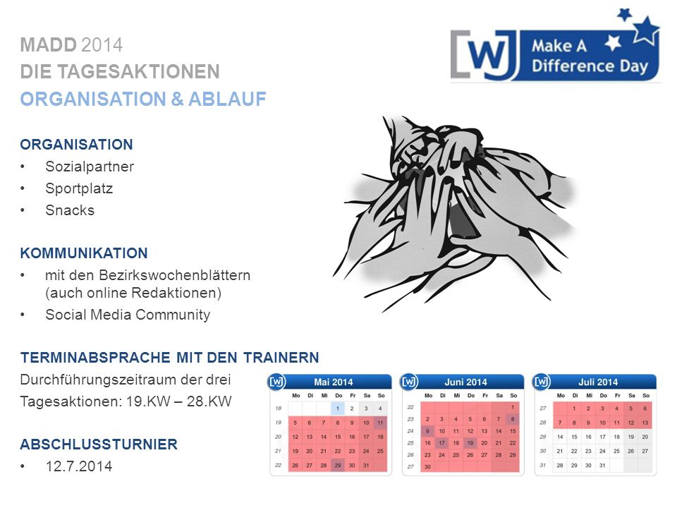 MADD 2014 DIE TAGESAKTIONEN ORGANISATION & ABLAUF ORGANISATION