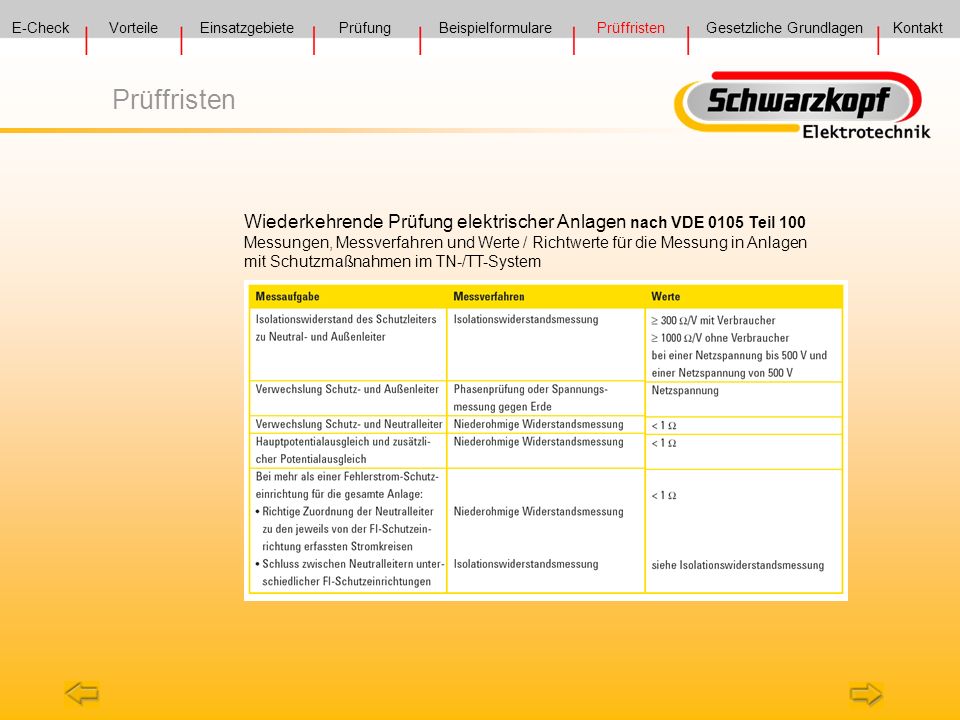 E-Check Vorteile. Einsatzgebiete. Prüfung. Beispielformulare. Prüffristen. Gesetzliche Grundlagen.