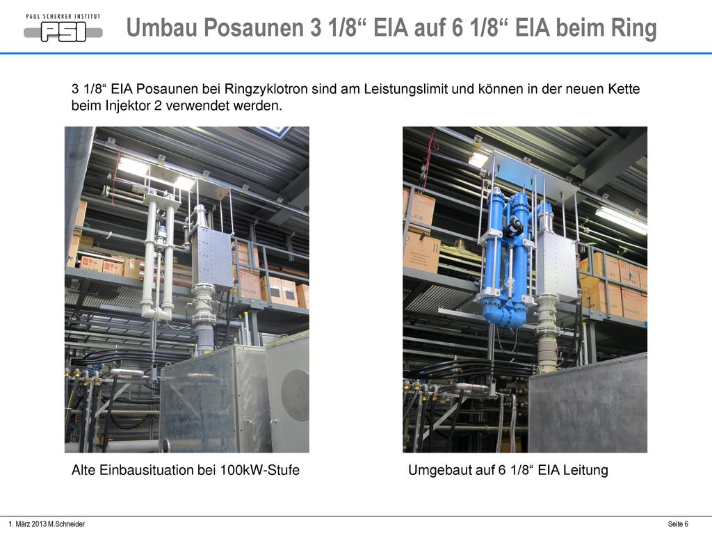Umbau Posaunen 3 1/8 EIA auf 6 1/8 EIA beim Ring