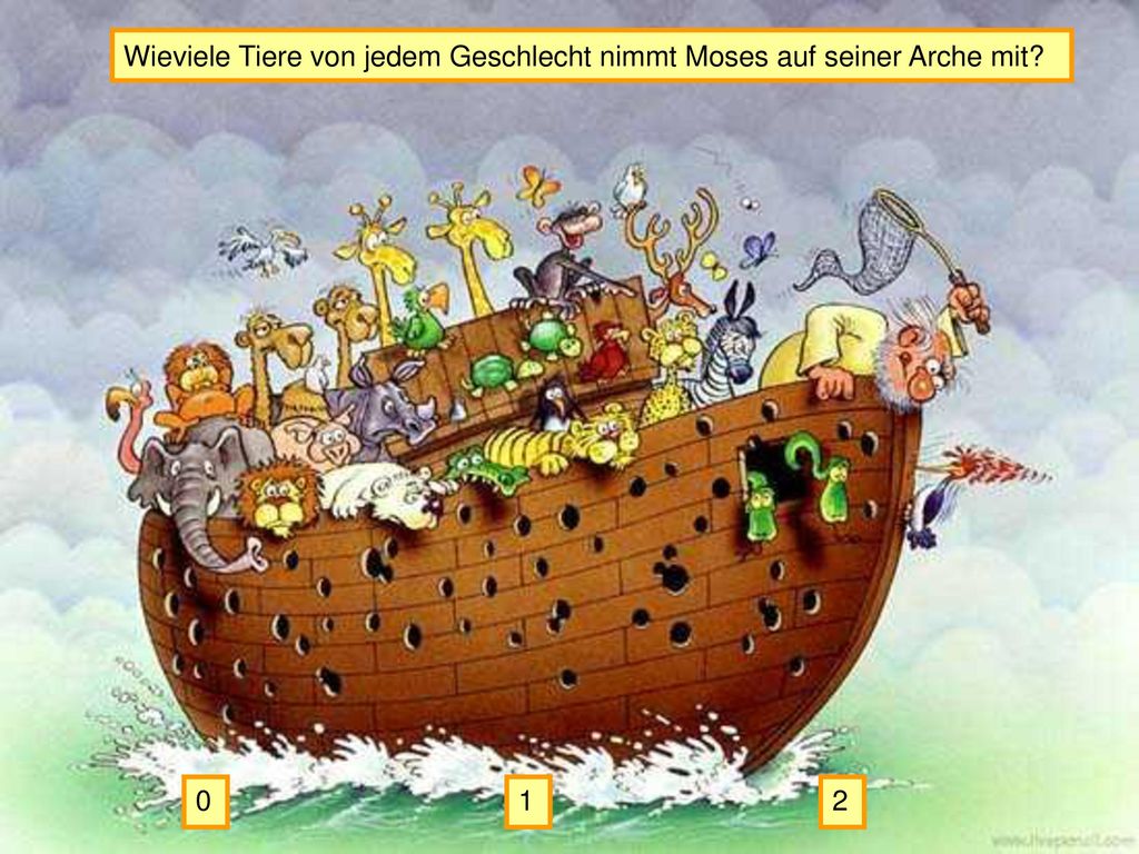 Wieviele Tiere von jedem Geschlecht nimmt Moses auf seiner Arche mit