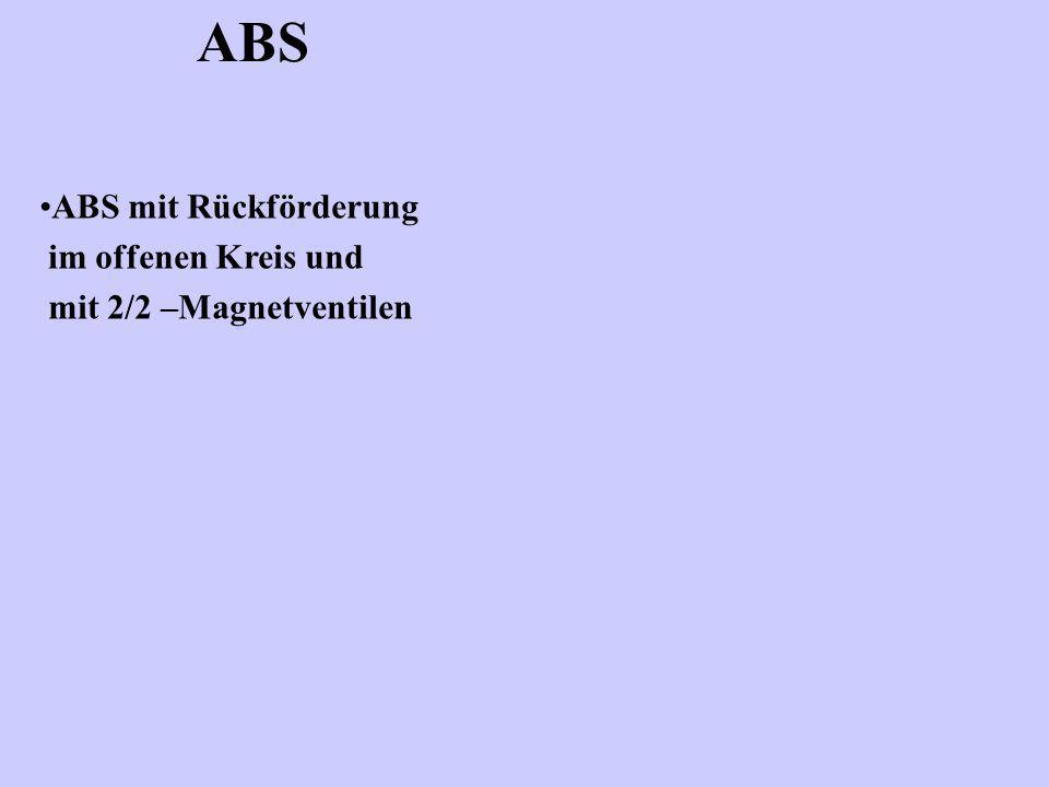 ABS ABS mit Rückförderung im offenen Kreis und mit 2/2 –Magnetventilen