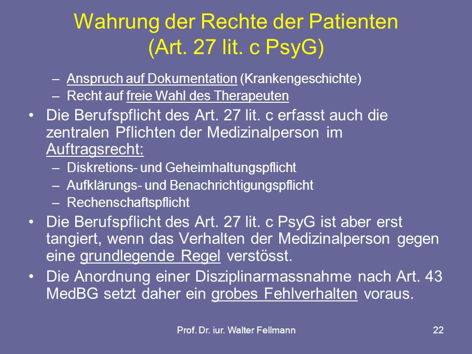 Wahrung der Rechte der Patienten (Art. 27 lit. c PsyG)