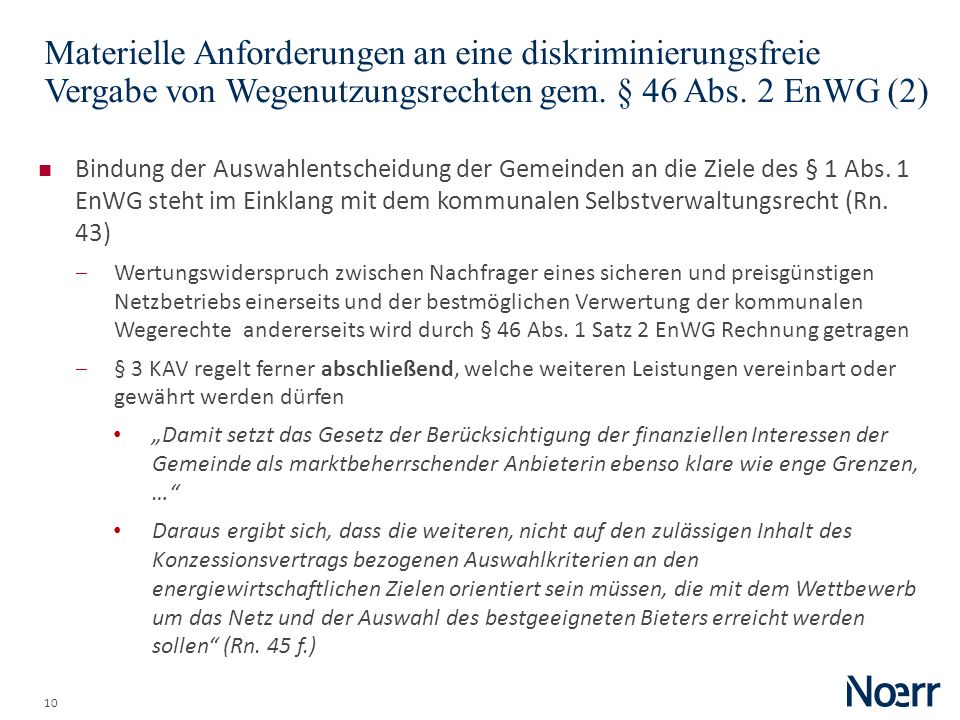 Date Materielle Anforderungen an eine diskriminierungsfreie Vergabe von Wegenutzungsrechten gem. § 46 Abs. 2 EnWG (2)