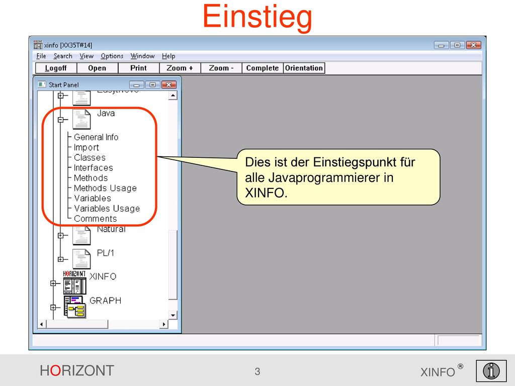 Einstieg Dies ist der Einstiegspunkt für alle Javaprogrammierer in XINFO.
