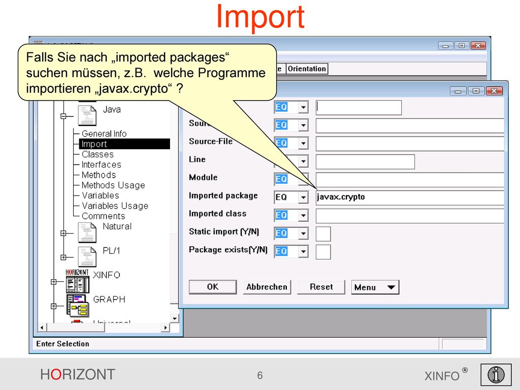 Import Falls Sie nach „imported packages suchen müssen, z.B. welche Programme importieren „javax.crypto