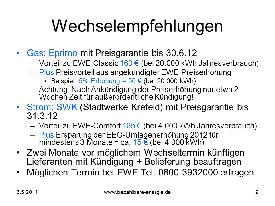EWERückzahlungsangebot ppt herunterladen