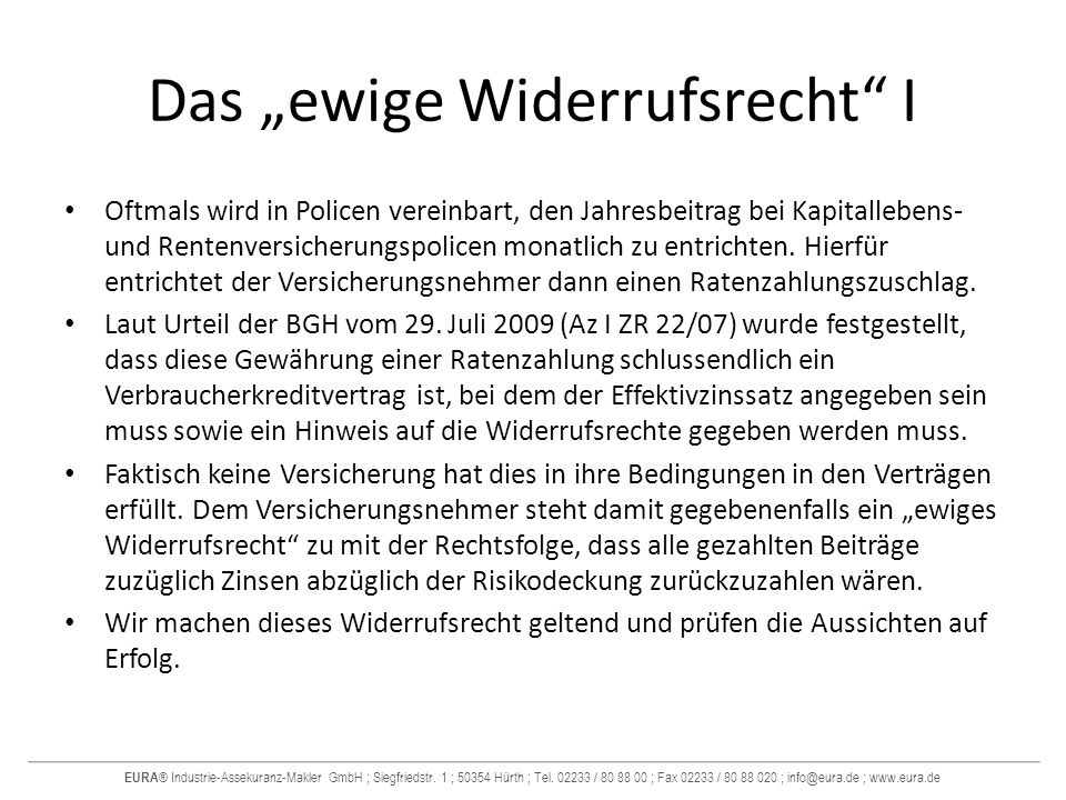 Das „ewige Widerrufsrecht I