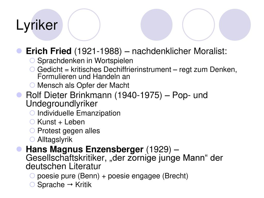 Lyriker Erich Fried ( ) – nachdenklicher Moralist: