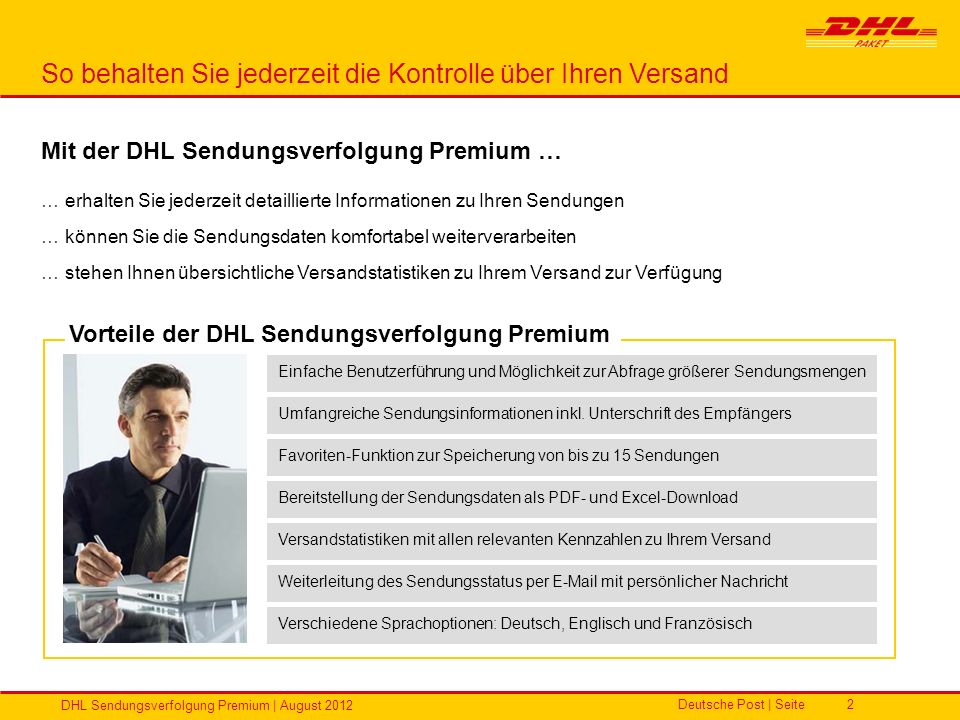 DHL Vertriebs GmbH Einfach, komfortabel, leistungsstark: Die DHL  Sendungsverfolgung Premium August ppt video online herunterladen