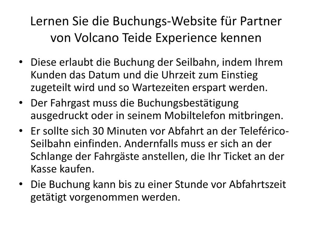 Lernen Sie die Buchungs-Website für Partner von Volcano Teide Experience kennen