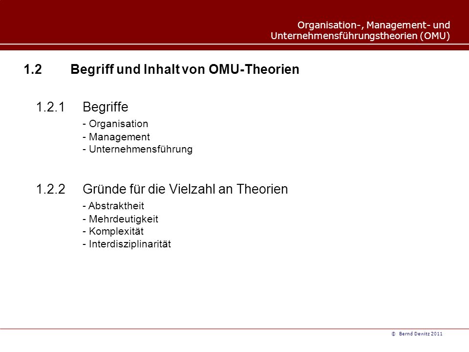 1.2 Begriff und Inhalt von OMU-Theorien