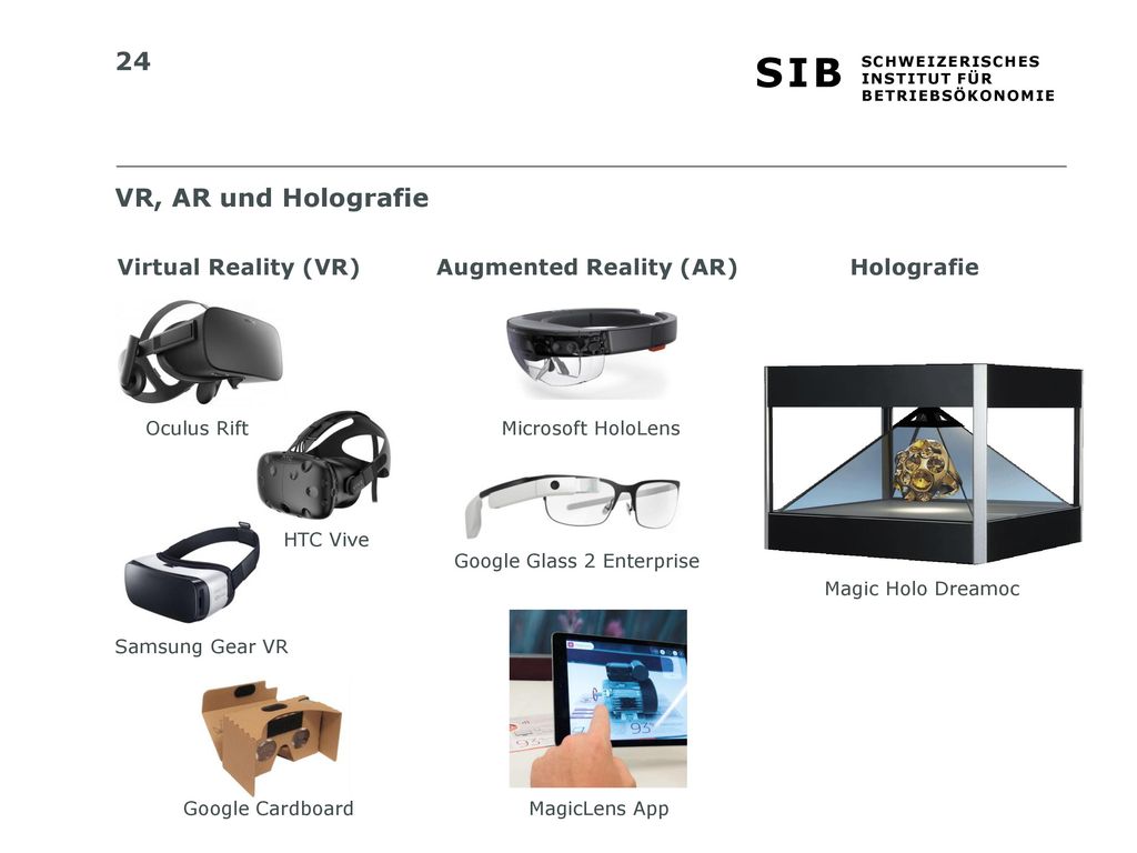 VR, AR und Holografie Virtual Reality (VR) Augmented Reality (AR)