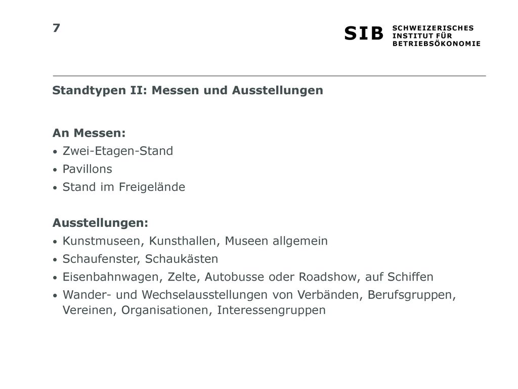 Standtypen II: Messen und Ausstellungen