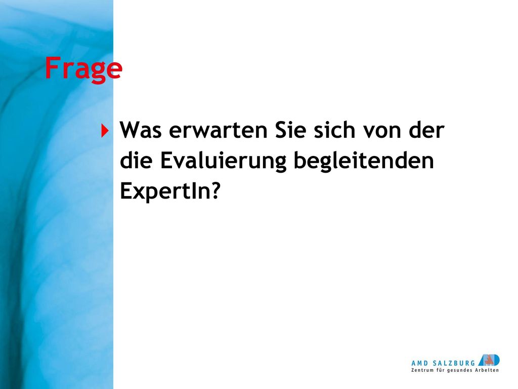 Frage Was erwarten Sie sich von der die Evaluierung begleitenden ExpertIn