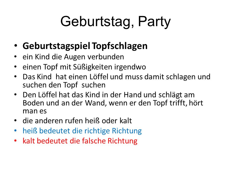Geburtstag, Party Geburtstagspiel Topfschlagen