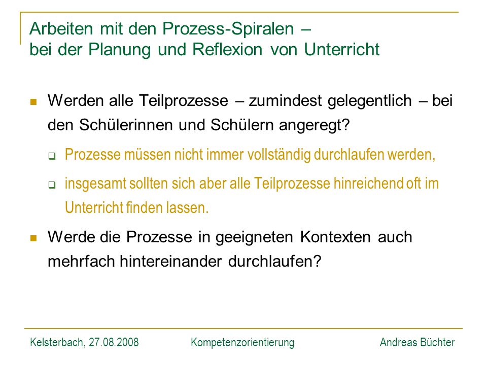 Arbeiten mit den Prozess-Spiralen – bei der Planung und Reflexion von Unterricht