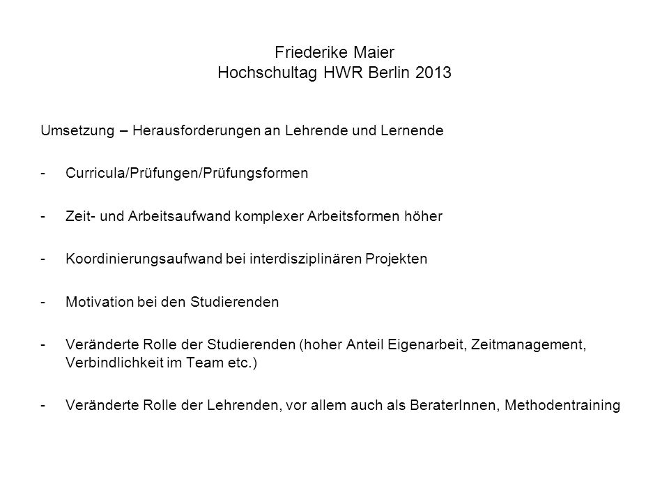 Friederike Maier Hochschultag HWR Berlin 2013