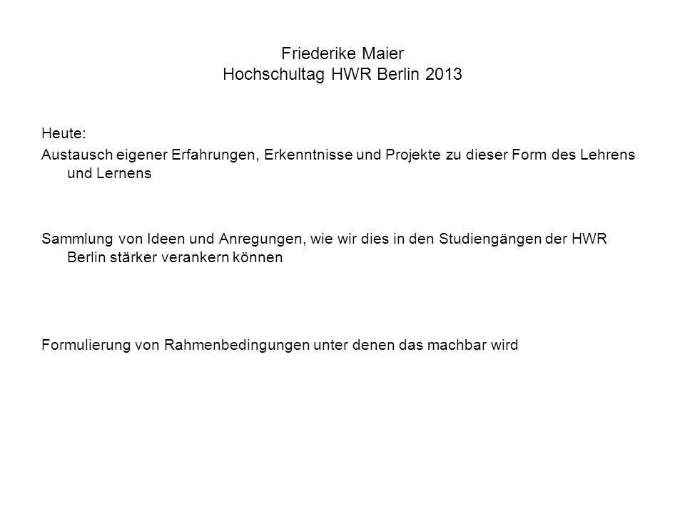 Friederike Maier Hochschultag HWR Berlin 2013