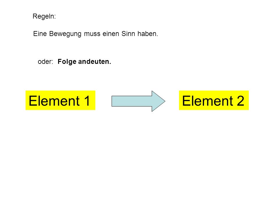 Element 1 Element 2 Regeln: Eine Bewegung muss einen Sinn haben.