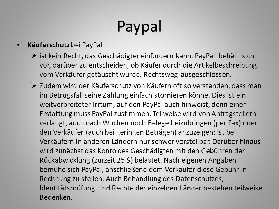 Paypal Käuferschutz bei PayPal