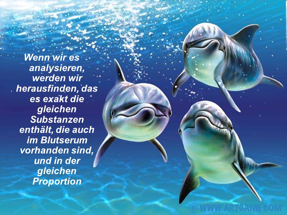 Wenn wir es analysieren, werden wir herausfinden, das es exakt die gleichen Substanzen enthält, die auch im Blutserum vorhanden sind, und in der gleichen Proportion