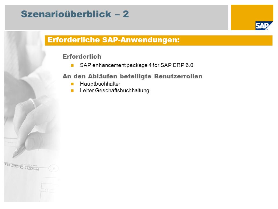 Szenarioüberblick – 2 Erforderliche SAP-Anwendungen: Erforderlich