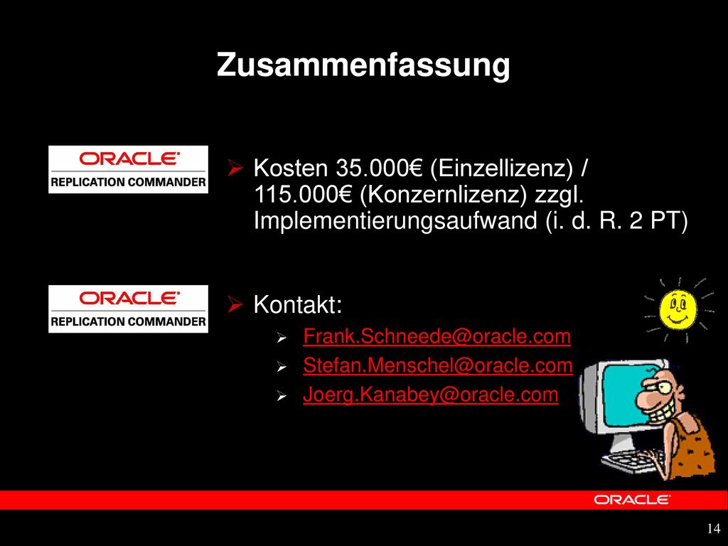 Zusammenfassung Kosten € (Einzellizenz) / € (Konzernlizenz) zzgl. Implementierungsaufwand (i. d. R. 2 PT)