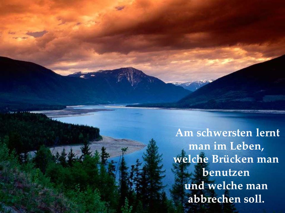 Am schwersten lernt man im Leben, welche Brücken man benutzen und welche man abbrechen soll.
