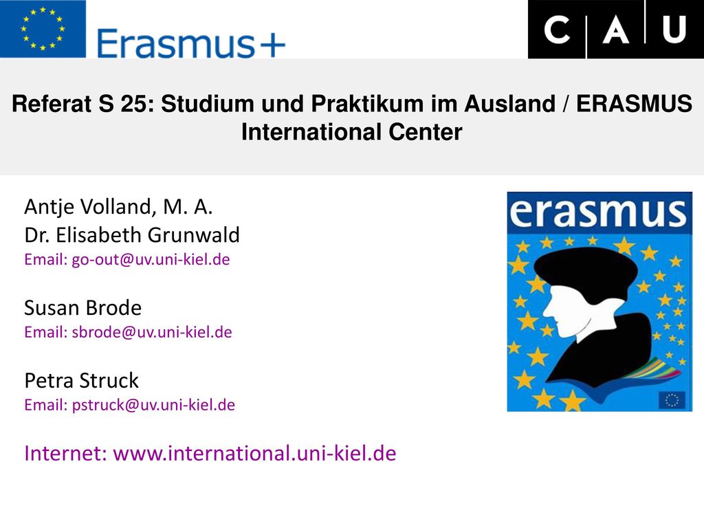 Referat S 25: Studium und Praktikum im Ausland / ERASMUS