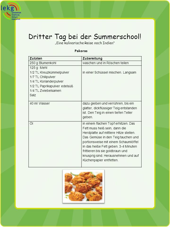 Dritter Tag bei der Summerschool! „Eine kulinarische Reise nach Indien