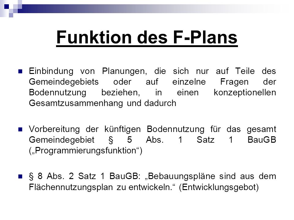 Funktion des F-Plans