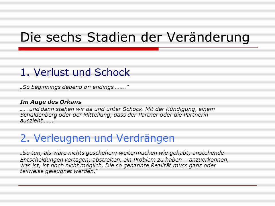 Die sechs Stadien der Veränderung