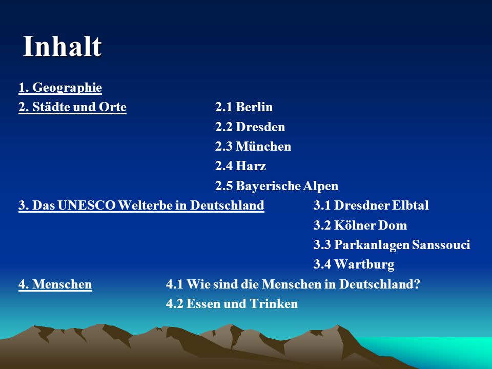 Inhalt 1. Geographie 2. Städte und Orte 2.1 Berlin 2.2 Dresden