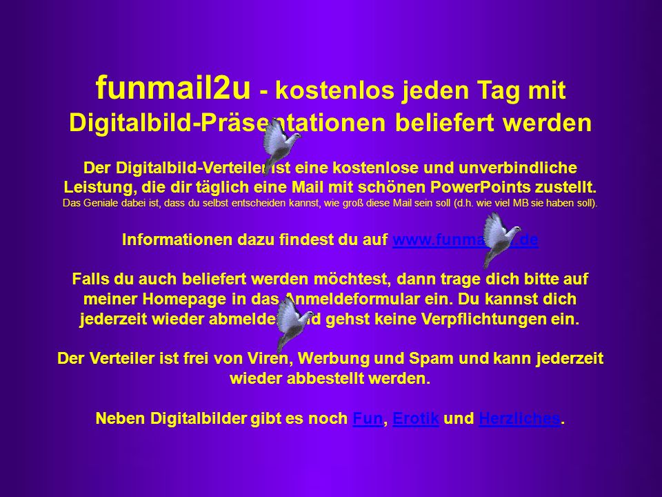 funmail2u - kostenlos jeden Tag mit Digitalbild-Präsentationen beliefert werden