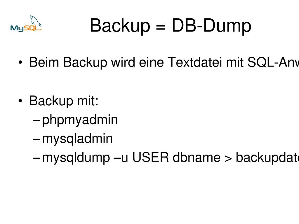Mysql die freie datenbank ppt herunterladen