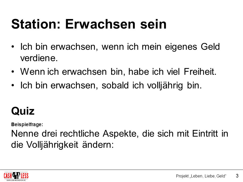 Station: Erwachsen sein