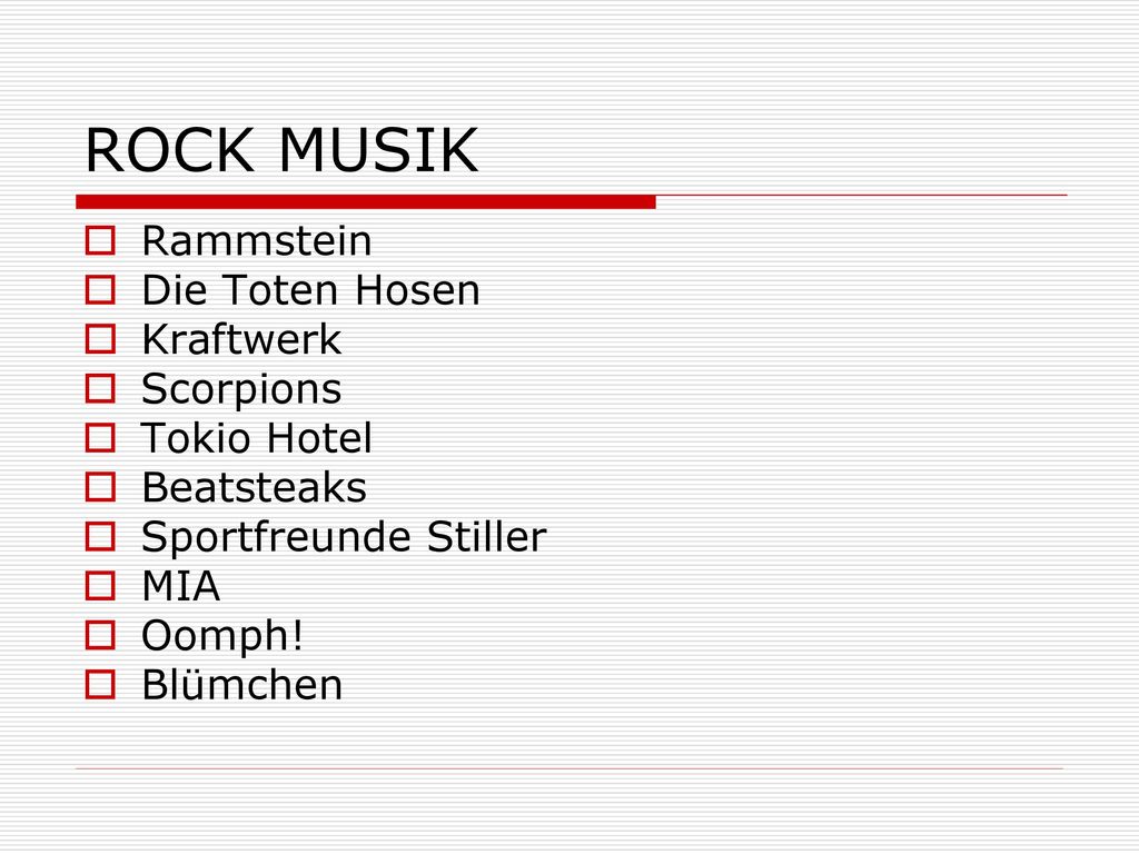 ROCK MUSIK Rammstein Die Toten Hosen Kraftwerk Scorpions Tokio Hotel